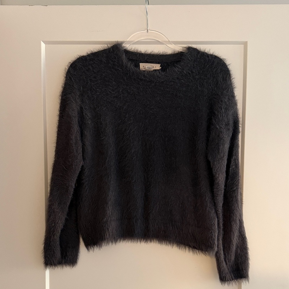 Velvet by Graham & Spencer Charcoal Grey Fuzzy Sweater